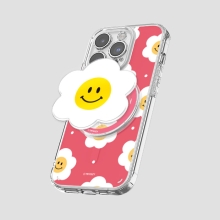 [TryCozy] 스마일 플라워 클리어 렌즈가드 마그네틱 젤하드 케이스+투명 마그네틱 톡