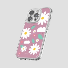 [TryCozy] 스마일 플라워 패턴 클리어 렌즈가드 마그네틱 젤하드 케이스