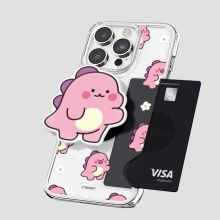 [TryCozy] 핑크 리틀티노 플라워패턴 에폭시톡 카드투명하드케이스