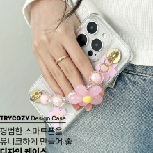 [TryCozy] 플라워레터링 체인 카드투명하드케이스