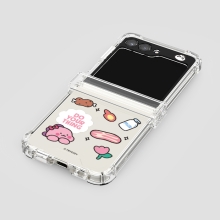 [TryCozy] 핑크 리틀티노 패치 갤럭시Z플립시리즈 힌지보호 투명범퍼케이스