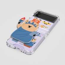 [TryCozy] 쿼카 여행 에폭시톡 갤럭시Z플립시리즈 힌지보호 투명범퍼케이스