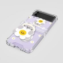 [TryCozy] 동물 데이지 에폭시톡 갤럭시Z플립시리즈 힌지보호 투명범퍼케이스