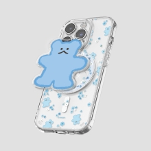 [TryCozy] 플라워 구미베어 클리어 렌즈가드 마그네틱 젤하드 케이스+투명 마그네틱 톡