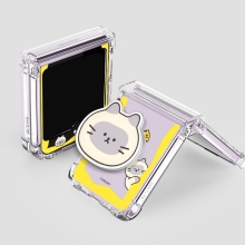 [TryCozy] 숨바꼭질 야옹이 에폭시톡 갤럭시Z플립시리즈 힌지보호 투명범퍼케이스