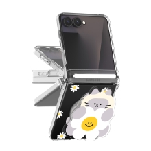 [TryCozy] 동물 데이지 Z플립시리즈 오토 힌지 클리어 하드케이스+아크릴 스마트톡