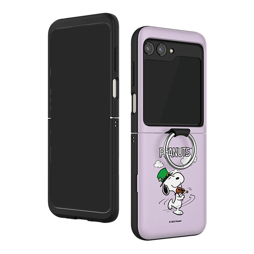 [PEANUTS]빈티지 스누피 하루 갤럭시Z플립시리즈 고리형 카드도어범퍼케이스