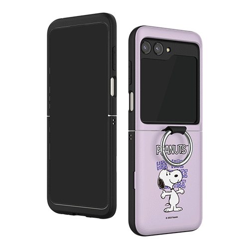 [PEANUTS]빈티지 스누피 무드 갤럭시Z플립시리즈 고리형 카드도어범퍼케이스