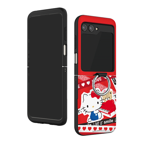 [Sanrio]산리오 캐릭터즈 LOVE 라인 갤럭시Z플립시리즈 고리형 카드도어범퍼케이스