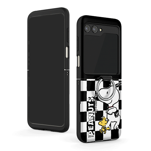 [PEANUTS]스누피 프렌즈 런 패턴 갤럭시Z플립시리즈 고리형 카드도어범퍼케이스