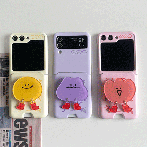 [TryCozy] 말랑말랑 두들 갤럭시Z플립시리즈 카드 3D곡면하드케이스+무빙 아크릴 스마트톡