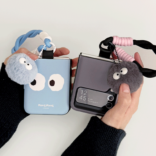 [TryCozy] 먼지몽 페이스 로프 스트랩 갤럭시Z플립시리즈 고리형 카드도어범퍼케이스