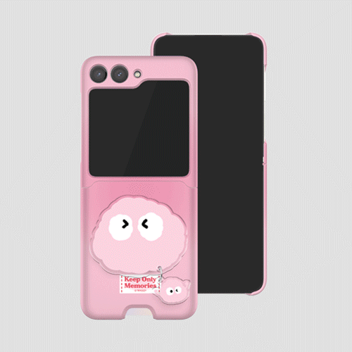 [TryCozy] 몽몽 라벨 미니미 갤럭시Z플립시리즈 카드 3D곡면하드케이스+무빙 아크릴 스마트톡