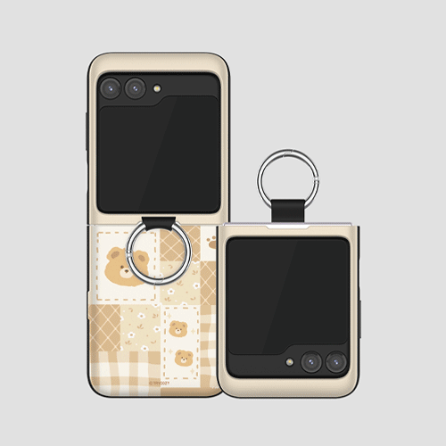 [TryCozy] 퍼지베어 퀼트 갤럭시Z플립시리즈 고리형 카드도어범퍼케이스