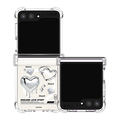 [TryCozy] 하트 레터링 갤럭시Z플립시리즈 힌지보호 맥세이프 투명범퍼케이스