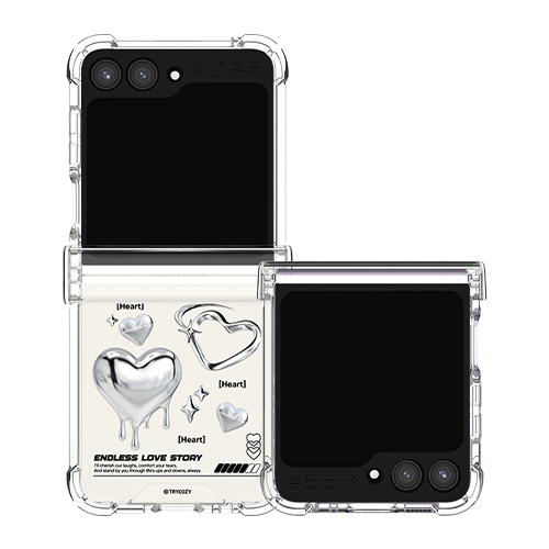 [TryCozy] 하트 레터링 갤럭시Z플립시리즈 힌지보호 투명범퍼케이스