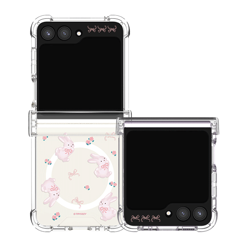 [TryCozy] 러블리 애니멀 갤럭시Z플립시리즈 힌지보호 맥세이프 투명범퍼케이스