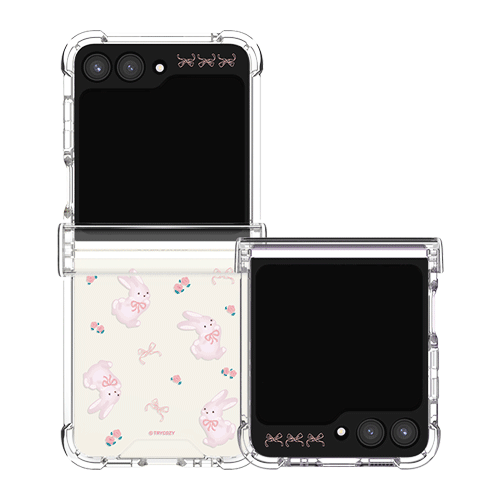 [TryCozy] 러블리 애니멀 갤럭시Z플립시리즈 힌지보호 투명범퍼케이스