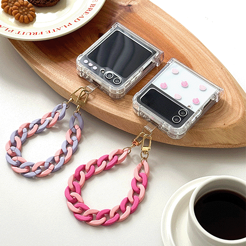 [TryCozy] 젤리 믹스 핸드 체인스트랩 갤럭시Z플립시리즈 힌지보호 맥세이프 투명범퍼케이스