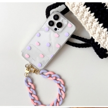 [TryCozy] 젤리 믹스 핸드 체인스트랩 클리어 에어쿠션 젤하드케이스