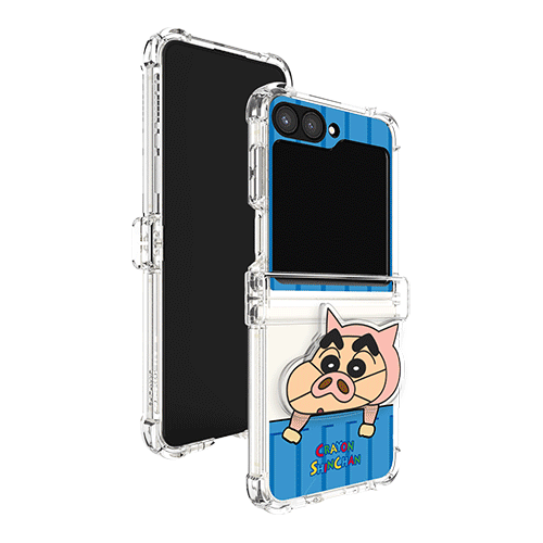 [SHINCHAN]짱구는못말려 애니멀코스튬 아크릴 스마트톡 갤럭시Z플립시리즈 힌지보호 투명범퍼케이스