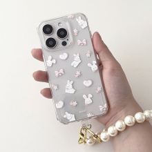 [TryCozy] 큐티 펫 핸드 진주스트랩 투명젤리케이스