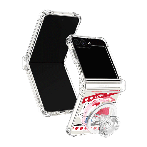 [Sanrio]산리오 캐릭터즈 LOVE 라인 Z플립 힌지보호 마그네틱 투명범퍼케이스(맥세이프 호환)