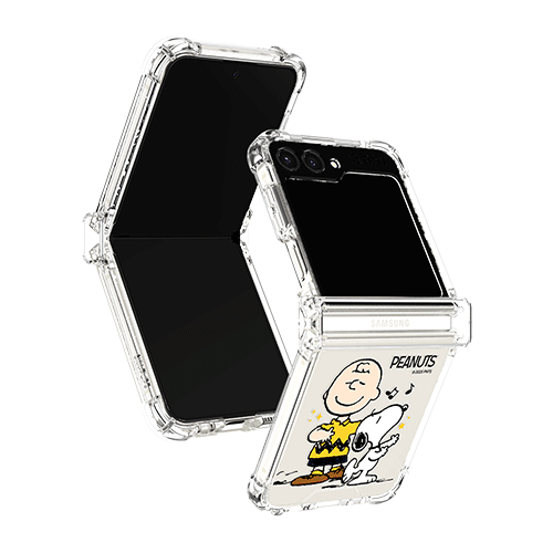 [PEANUTS]스누피 씽앤쏭 갤럭시Z플립시리즈 힌지보호 투명범퍼케이스