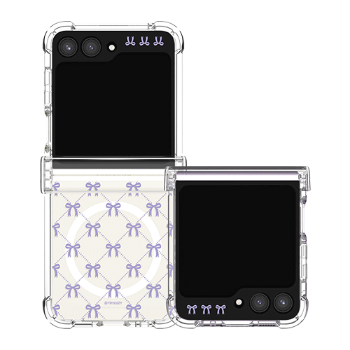 [TryCozy] 코지 리본 패턴 갤럭시Z플립시리즈 힌지보호 맥세이프 투명범퍼케이스