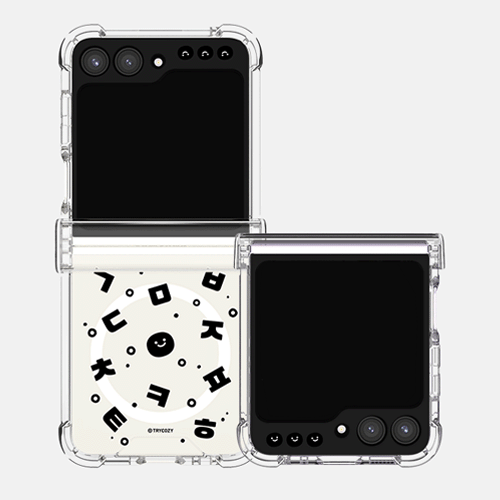 [TryCozy] 한글 패턴 갤럭시Z플립시리즈 힌지보호 맥세이프 투명범퍼케이스