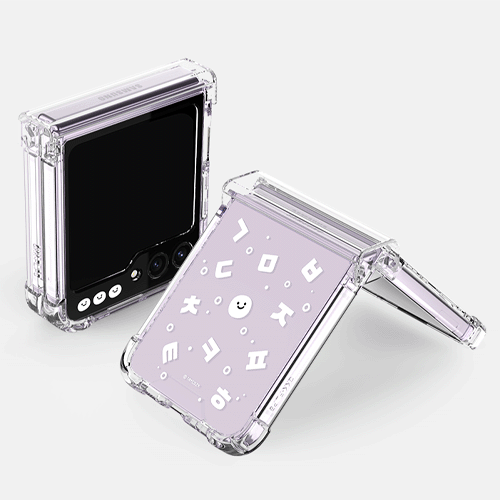 [TryCozy] 한글 패턴 갤럭시Z플립시리즈 힌지보호 투명범퍼케이스