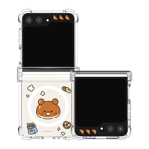 [TryCozy] 드로잉 푸드 갤럭시Z플립시리즈 힌지보호 맥세이프 투명범퍼케이스