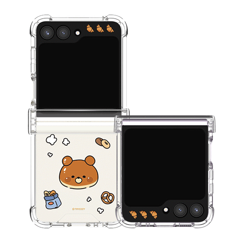 [TryCozy] 드로잉 푸드 갤럭시Z플립시리즈 힌지보호 투명범퍼케이스