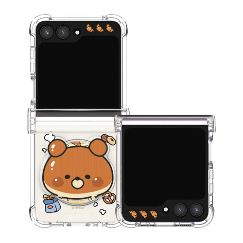 [TryCozy] 드로잉 푸드 갤럭시Z플립시리즈 힌지보호 맥세이프 투명범퍼케이스+투명 맥세이프 톡