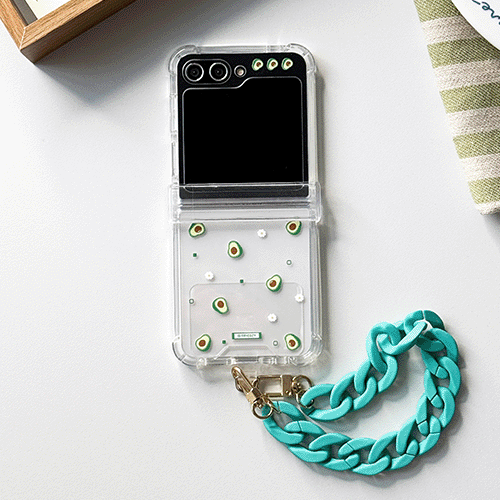 [TryCozy] 미니 프룻 핸드 체인스트랩 갤럭시Z플립시리즈 힌지보호 투명범퍼케이스