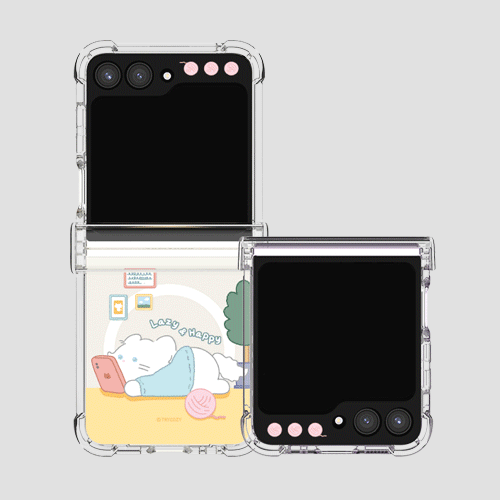 [TryCozy] 먀오 프렌즈의 하루 갤럭시Z플립시리즈 힌지보호 맥세이프 투명범퍼케이스