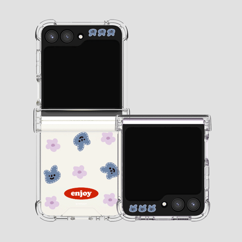 [TryCozy] 엔조이 스티치 패턴 갤럭시Z플립시리즈 힌지보호 투명범퍼케이스