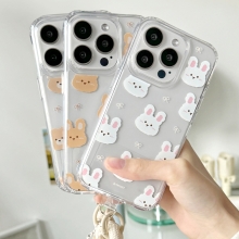 [TryCozy] 퍼지베어 리본 로프 스트랩 클리어 에어쿠션 젤하드케이스