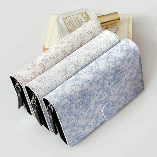 [TryCozy] 빈티지 엔틱 패턴 사피아노 지퍼 월렛케이스