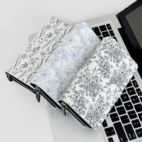 [TryCozy] 빈티지 네이쳐 패턴 사피아노 지퍼 월렛케이스