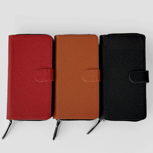 [TryCozy] 레더 다크 사피아노 지퍼 월렛케이스