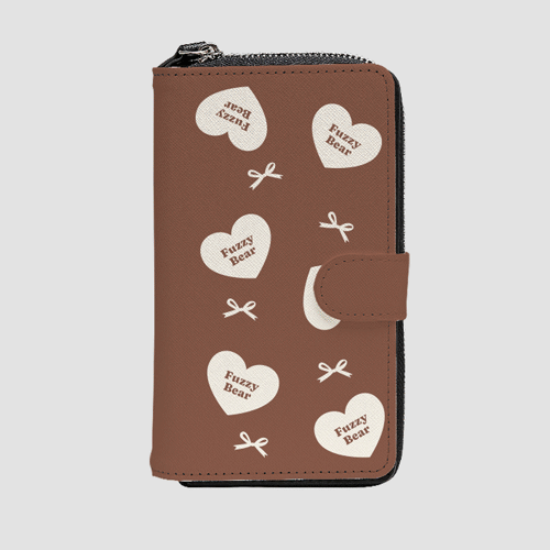 [TryCozy] 퍼지베어 하트패턴 사피아노 지퍼 월렛케이스