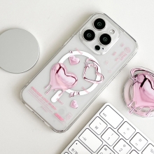 [TryCozy] 하트 레터링 클리어 렌즈가드 마그네틱 젤하드 케이스+투명 마그네틱 톡