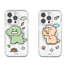 [TryCozy] 삐뚤빼뚤 공룡 클리어 렌즈가드 마그네틱 젤하드 케이스+투명 마그네틱 톡