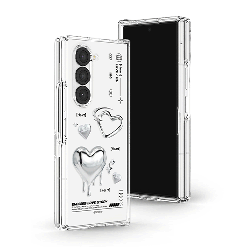 [TryCozy] 하트 레터링 갤럭시Z폴드시리즈 힌지보호 투명하드케이스