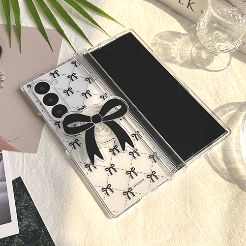 [TryCozy] 코지 리본 패턴 아크릴 스마트톡 갤럭시Z폴드시리즈 힌지보호 투명하드케이스