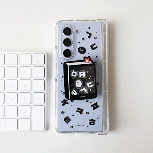 [TryCozy] 한글 패턴 갤럭시Z폴드시리즈 힌지보호 투명하드케이스+쉐이커 스마트톡