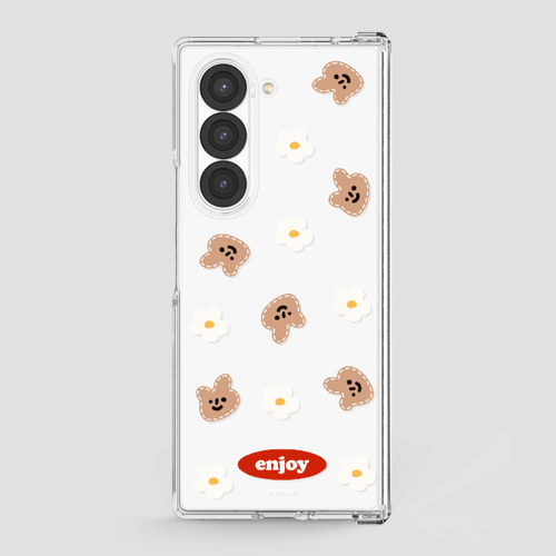 [TryCozy] 엔조이 스티치 패턴 갤럭시Z폴드시리즈 힌지보호 투명하드케이스