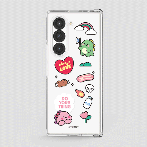 [TryCozy] 핑크 리틀티노 패치 갤럭시Z폴드시리즈 힌지보호 투명하드케이스