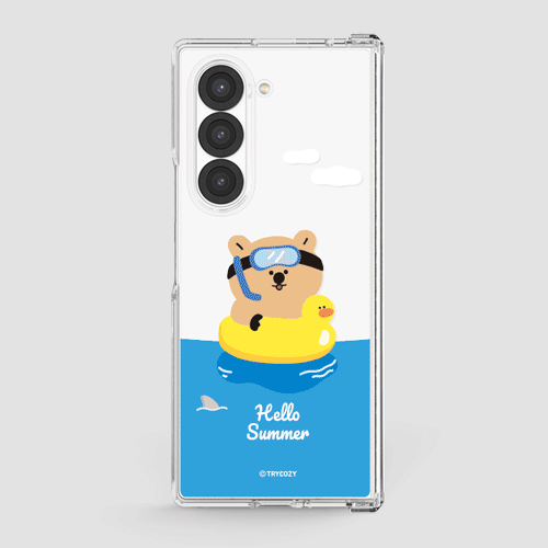 [TryCozy] 쿼카 여름 휴가 갤럭시Z폴드시리즈 힌지보호 투명하드케이스